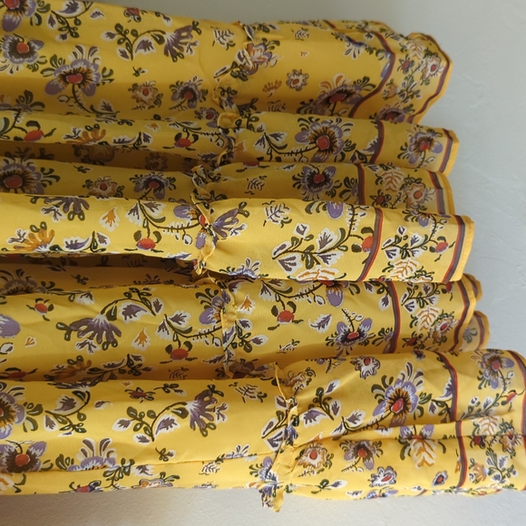 MAX STUDIO I V-Neck Long Sleeve Smocked Yellow Floral Flutter Mini Dress, S - Picture 9 of 13